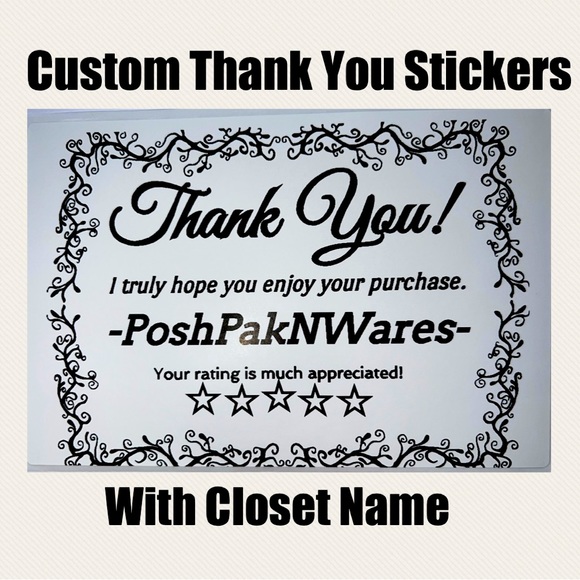 100 Custom Thank You Stickers with posh closet name all year design - Picture 1 of 1